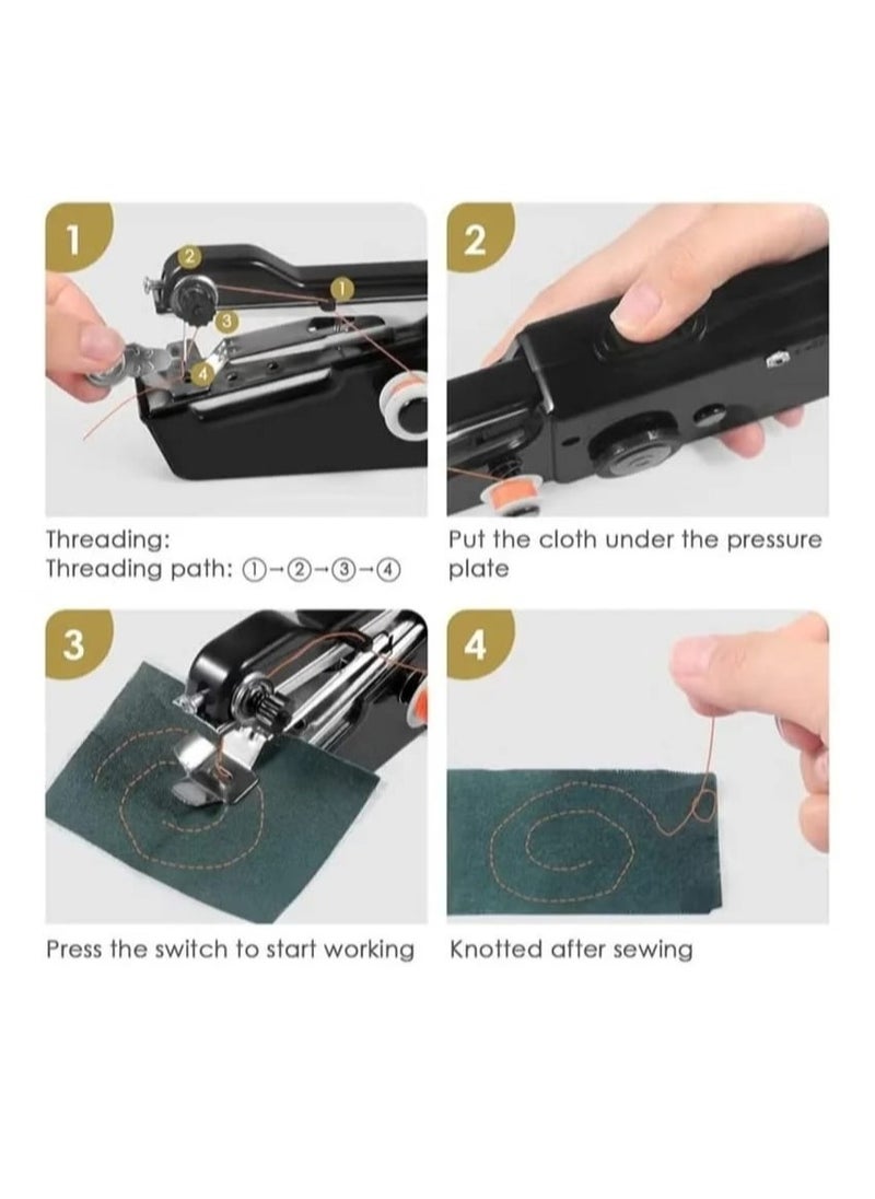 Handheld Sewing Machine, Hand Held Device Tool Mini Portable Cordless Essentials for Home Quick Repairing and Stitch Handicrafts Easy to Operate Beginners