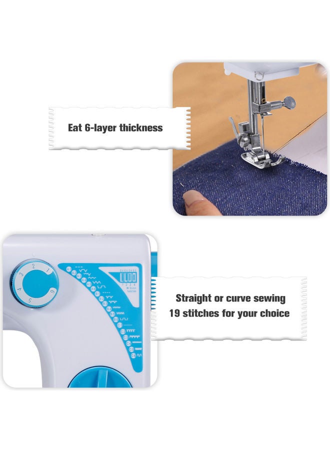 Portable Electric Sewing Machine With Foot Pedal H37721US-su White/Blue