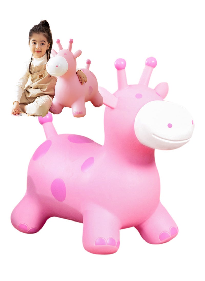 Large Inflatable Ride-on Bouncing Toy Rubber Giraffe Pink Horse Hopper Toddler Hopping Toys Jumping Horse Outdoor Indoor Ride on For Kids Children