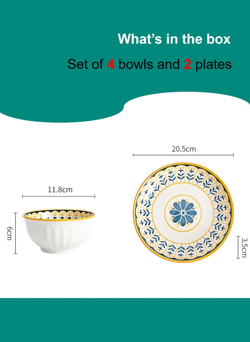 Ceramic Cutlery Gift Set, Set Of Four Bowls And Two Plates