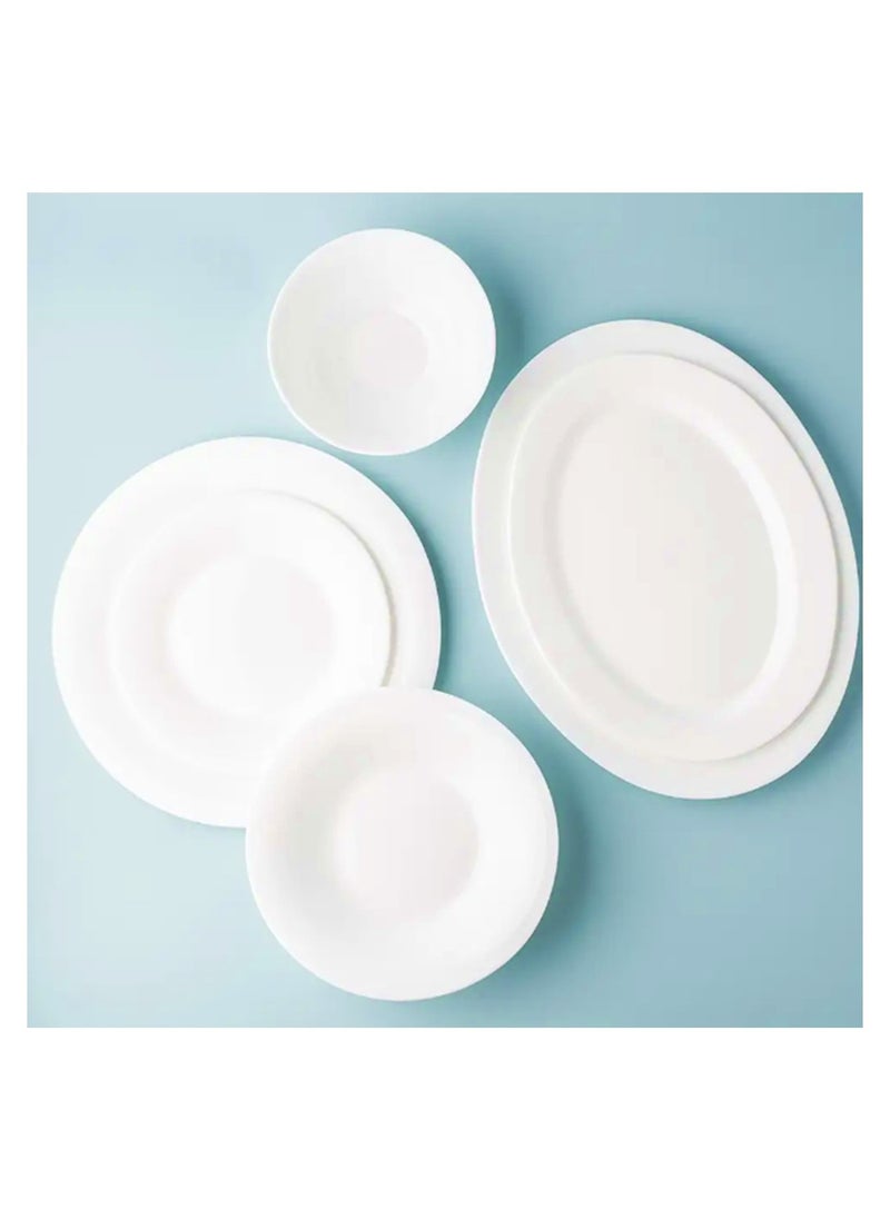 Melrich 36 Pcs Opal ware Dinner Set 8 Dinner Plate 8 Dessert Plate 8 Soup Plate 8 Bowls 1 Oval Plate 2 Serving Bowl 1 Grill Tray Dishwasher Microwave Safe