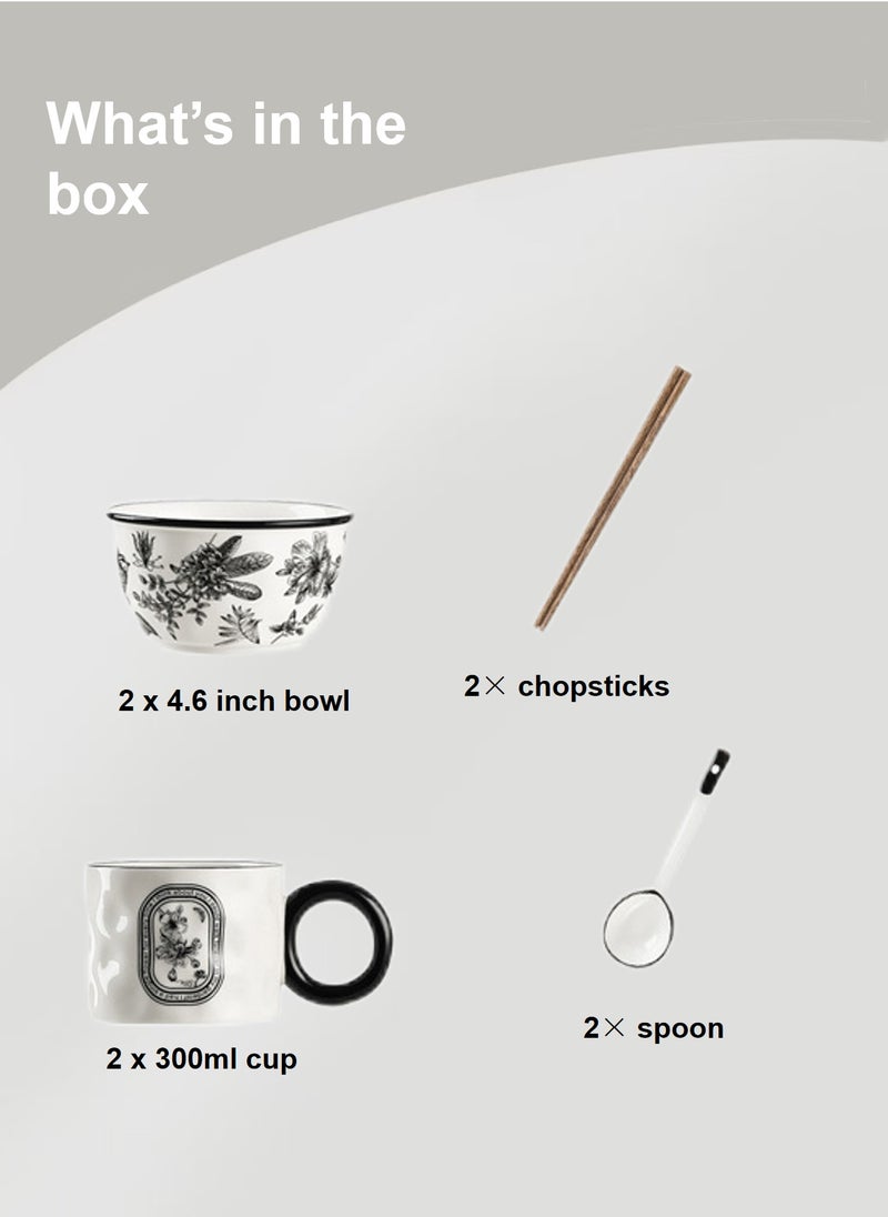 Ceramic Cutlery Gift Set, Set Of Two Bowls (4.6 