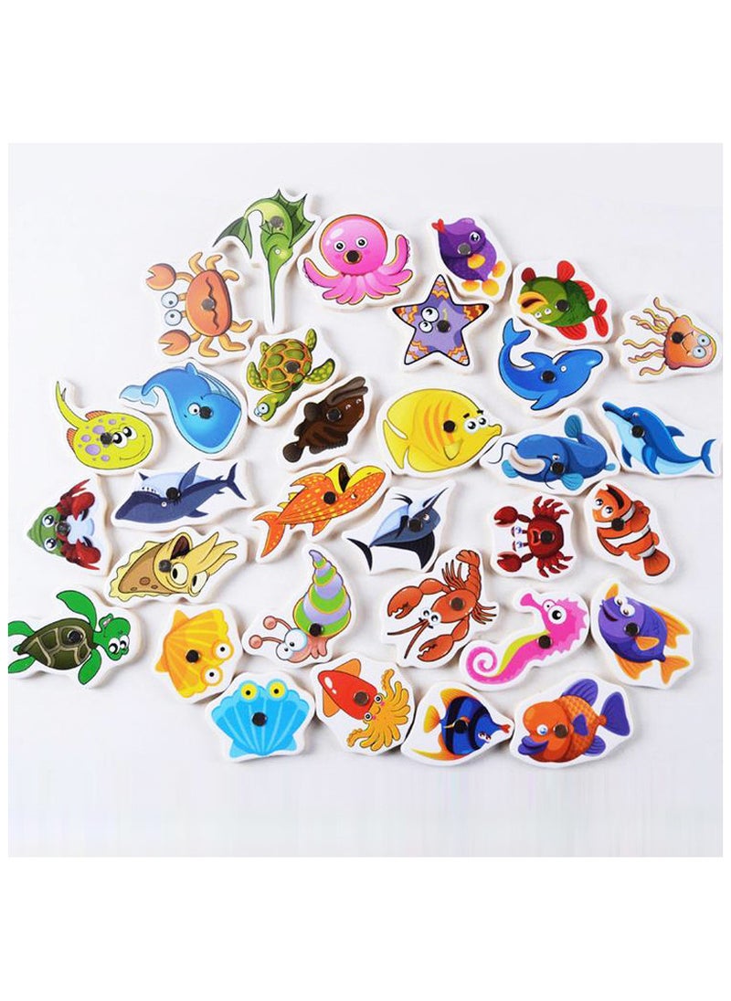 Fishing Toys For Kids, Early Education Parent Child Interactive Games, Wooden Magnetic Game, Wooden Fishing Game for Children