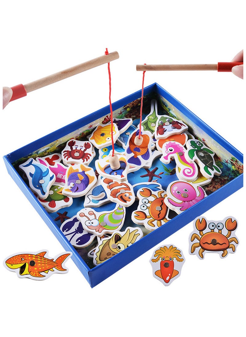 Fishing Toys For Kids, Early Education Parent Child Interactive Games, Wooden Magnetic Game, Wooden Fishing Game for Children