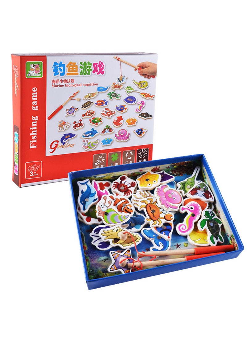 Fishing Toys For Kids, Early Education Parent Child Interactive Games, Wooden Magnetic Game, Wooden Fishing Game for Children