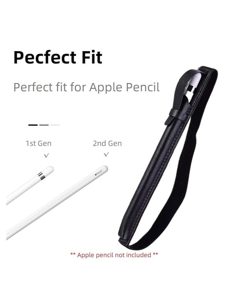 PU Leather Pouch Case Holder Elastic Detachable Sleeve for Pencil (1st &2nd Gen) for ipad (Black)