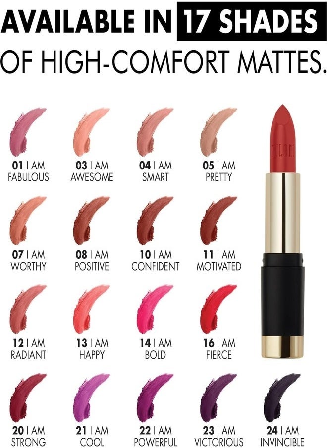 Milani Bold Color Statement Matte Lipstick 24 I Am Invincible Vegan, Cruelty-Free Bold Color Lipstick Long-Lasting (0.13 OZ. /3.6g)