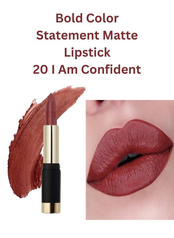 Milani Bold Color Statement Matte Lipstick 20 I Am Confident (0.13OZ. /3.6g) Vegan, Cruelty-Free Bold Color Lipstick