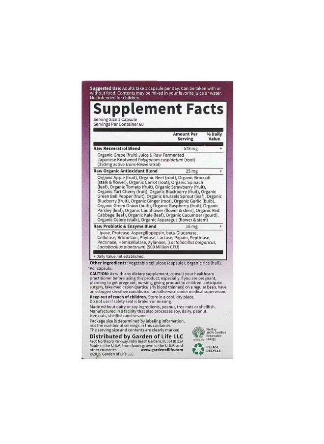 RAW Resveratrol 350 mg 60 Vegan Capsules