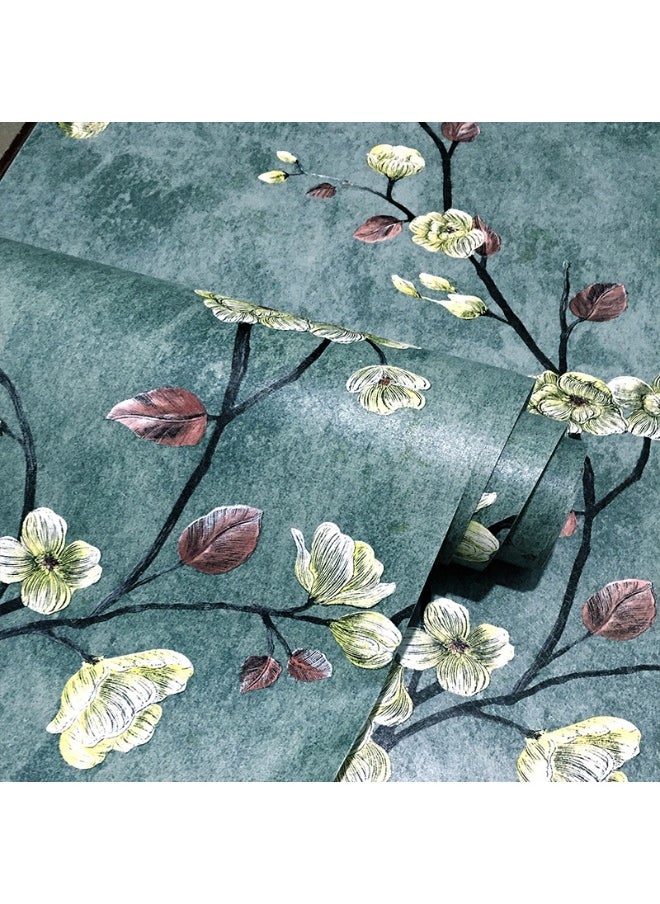 Dark Green PVC 3D Embossed Flower Pattern Self-Adhesive Wallpaper for Home Decor