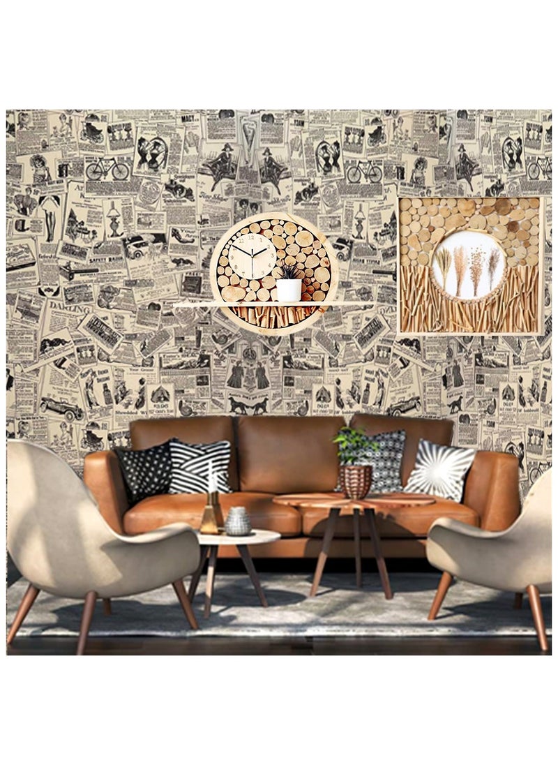 Vintage British Newspaper Retro Café Background Self-Adhesive Wallpaper