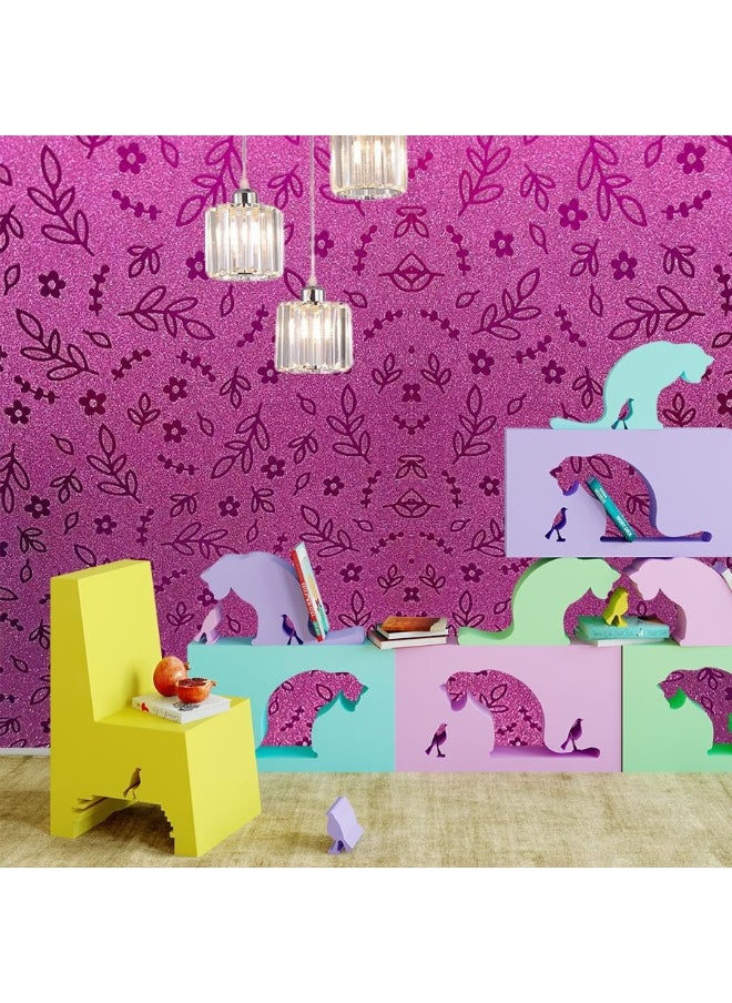 45x200cm Self-Adhesive Laser Color Fuchsia Glitter Wallpaper