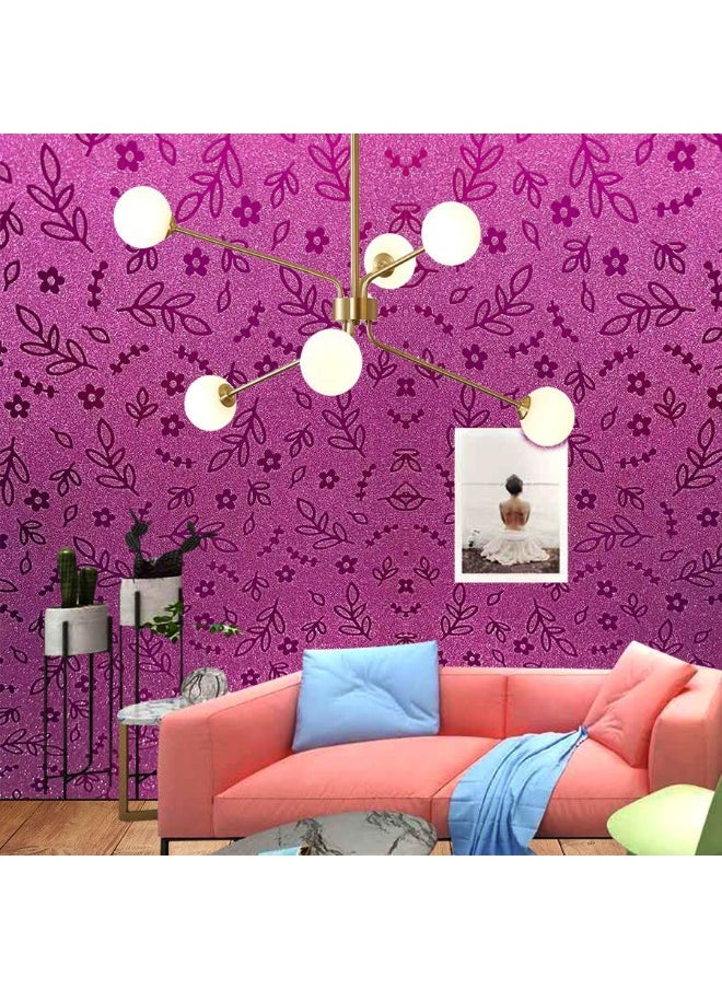 45x200cm Self-Adhesive Laser Color Fuchsia Glitter Wallpaper