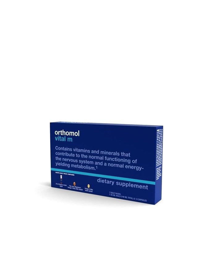 Vital M Vial, Men's Multivitamin, 7-Day Supply, Vitamins A, B, C, D, E, K, Calcium, Iodine, Omega-3