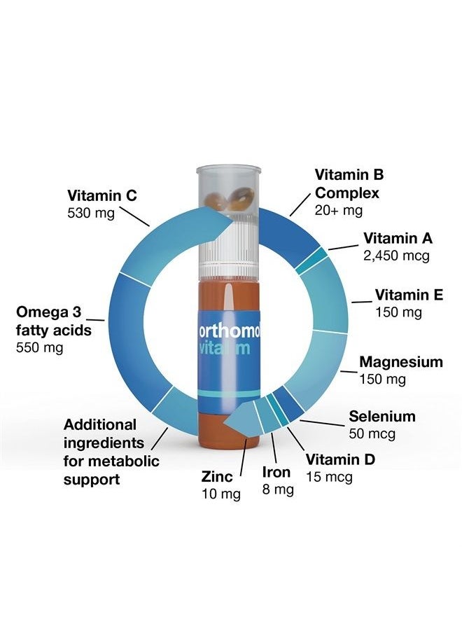 Vital M Vial, Men's Multivitamin, 7-Day Supply, Vitamins A, B, C, D, E, K, Calcium, Iodine, Omega-3