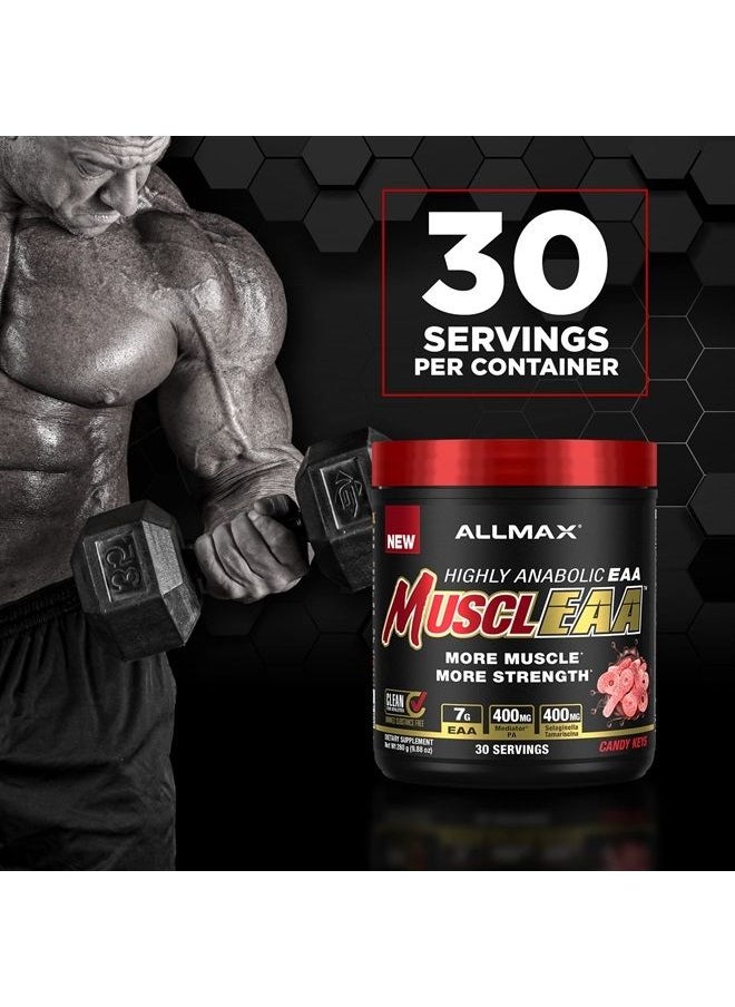 MUSCLEAA, Amino Energy for Strength and Muscle gain, Supports Hydration, Stamina and Exercise Performance, Formulated with 7000mg EAAs and 4200mg BCAAs (Candy Keys)
