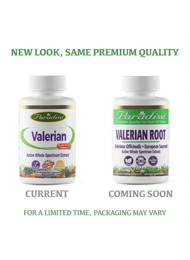 , Valerian Root, European Sourced Active Whole Spectrum Extract, Vegan, Non GMO, Gluten Free, 250 mg 60 Vegetarian Capsules