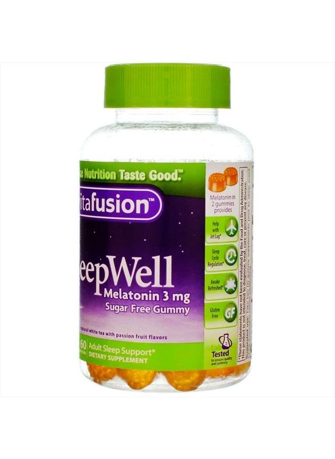 Sleep Well Gummy Sleep Support, 3 mg of melatonin, 60 Count (Pack of 4) by Vitafusion