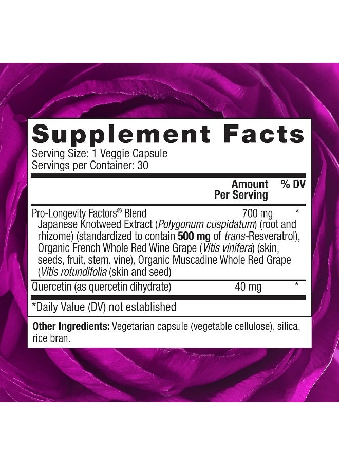 Reserveage Beauty Resveratrol 500Mg 4-Hours Sustained Release Trans-Resveratrol For Intensive Pro-Longevity Cellular Protection Gluten Free Vegan 60 Veggie Capsules