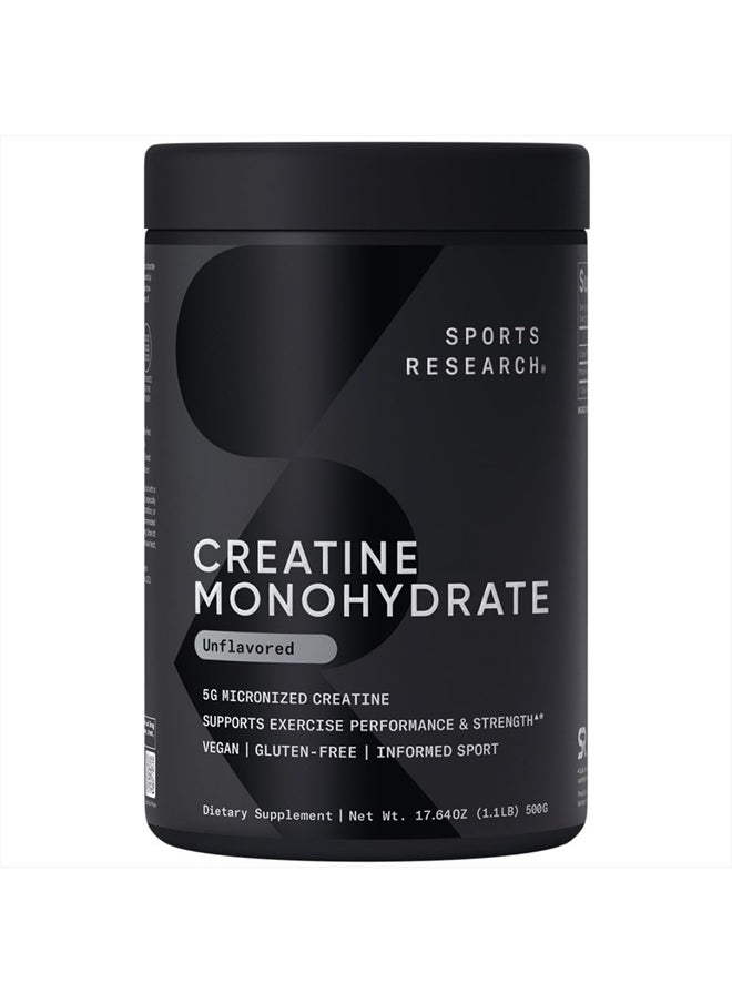 Creatine Monohydrate - Gain Lean Muscle, Improve Performance and Strength and Support Workout Recovery - 5 g Micronized Creatine - 1.1LBS