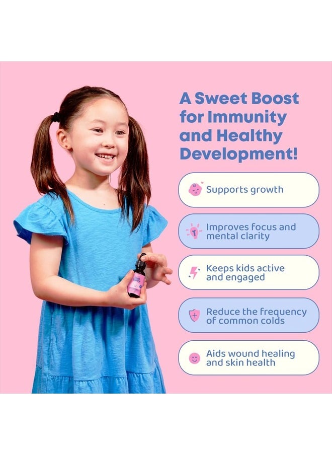 ZincBerry - Kids Zinc & Vitamin Supplement (2 fl oz) Immune Support Drops - Liquid Zinc for Kids 2-16+ Years - Zinc Kids, Toddlers & Children Will Love Its Elderberry Extract Flavor