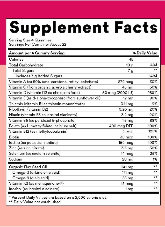 Organic Women's Multi & Omegas 90 Gummies