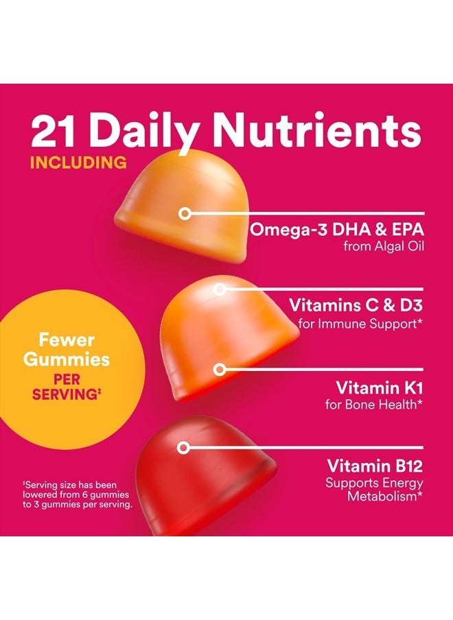 Women's Multivitamin Gummies - Improved Formula: Omega 3 (DHA/EPA), Methylfolate, CoQ10, Vitamin D3, C, Vitamin B12, B6, Vitamin A, K & Zinc, Gluten Free, 90 Count (30 Day Supply)