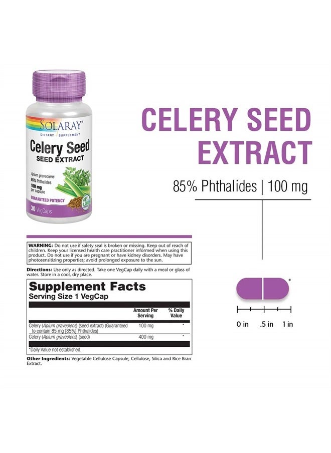 Celery Seed Extract 100 mg | 85% Phthalides | Overall Joint Health Support | Non-GMO, Vegan | 30 VegCaps