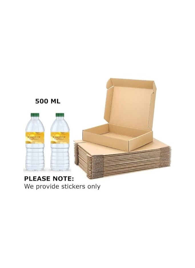 Pack Of 10 Eco-Friendly Ramadan Meal Packaging Set-Brown Kraft Takeout Boxes With Iftar Design And Water Bottle Stickers For Festive Ramadan Celebrations-Ramadan Snack Box