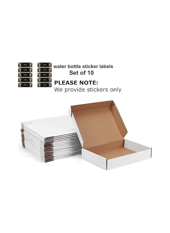 Pack Of 10 Eco-Friendly Ramadan Meal Packaging Set-Brown Kraft Takeout Boxes With Iftar Design And Water Bottle Stickers For Festive Ramadan Celebrations-Ramadan Snack Box