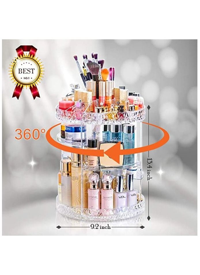 360 Degree Rotating Adjustable Cosmetics Makeup Organizer Carousel Storage for Cosmetics,Toiletries,Jewelry,Makeup,Brushes Lipsticks Toner Creams. Durable Design with 8 Layers Large Capacity