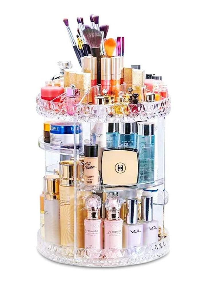 360 Degree Rotating Adjustable Cosmetics Makeup Organizer Carousel Storage for Cosmetics,Toiletries,Jewelry,Makeup,Brushes Lipsticks Toner Creams. Durable Design with 8 Layers Large Capacity