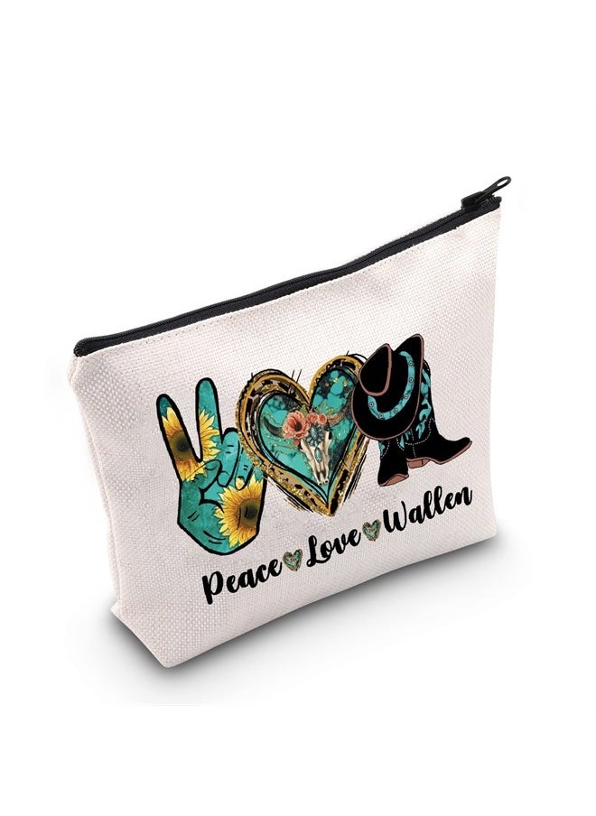 Country Music Gift Peace Love Cosmetic Bag Western Cowboy Gift (Peace Love Wal Cosmetic Bag)