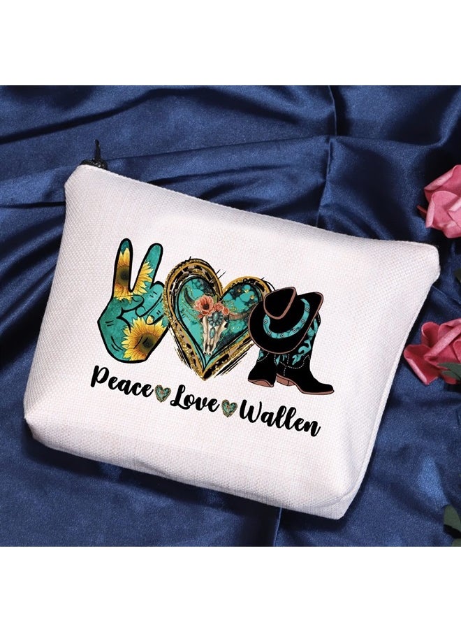 Country Music Gift Peace Love Cosmetic Bag Western Cowboy Gift (Peace Love Wal Cosmetic Bag)