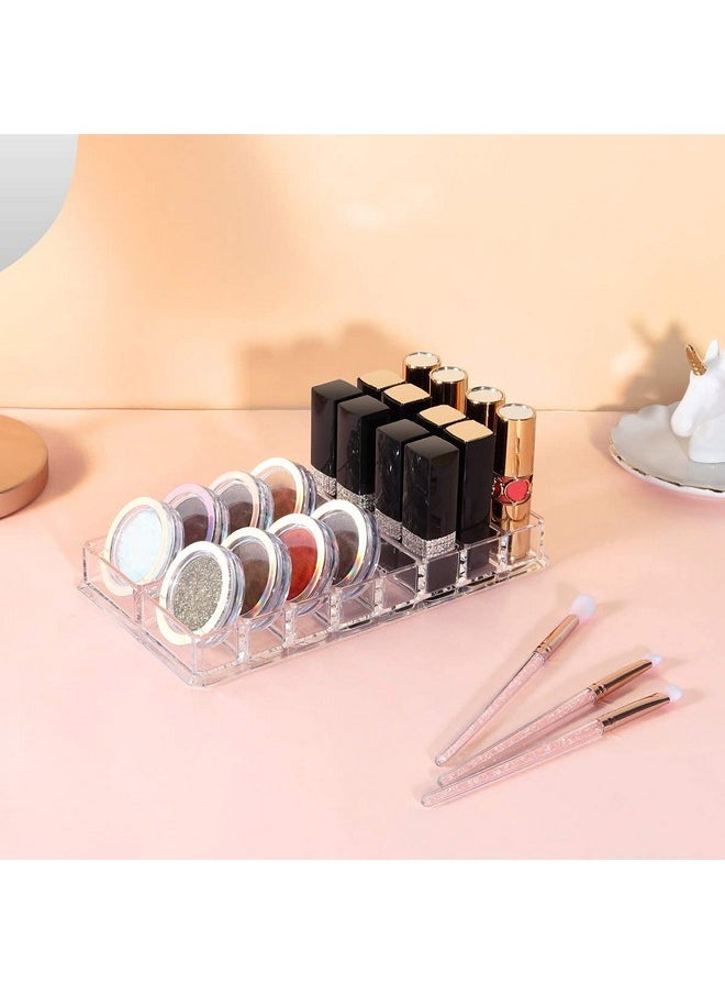 Acrylic Eyeshadow Organizer, Makeup Drawer Organizer 16 Space Cosmetic Makeup Organizer For Pots, Eyeshadows, Mini Highlighter Blush Display Storage Case Beauty Care Holder Container - Clear