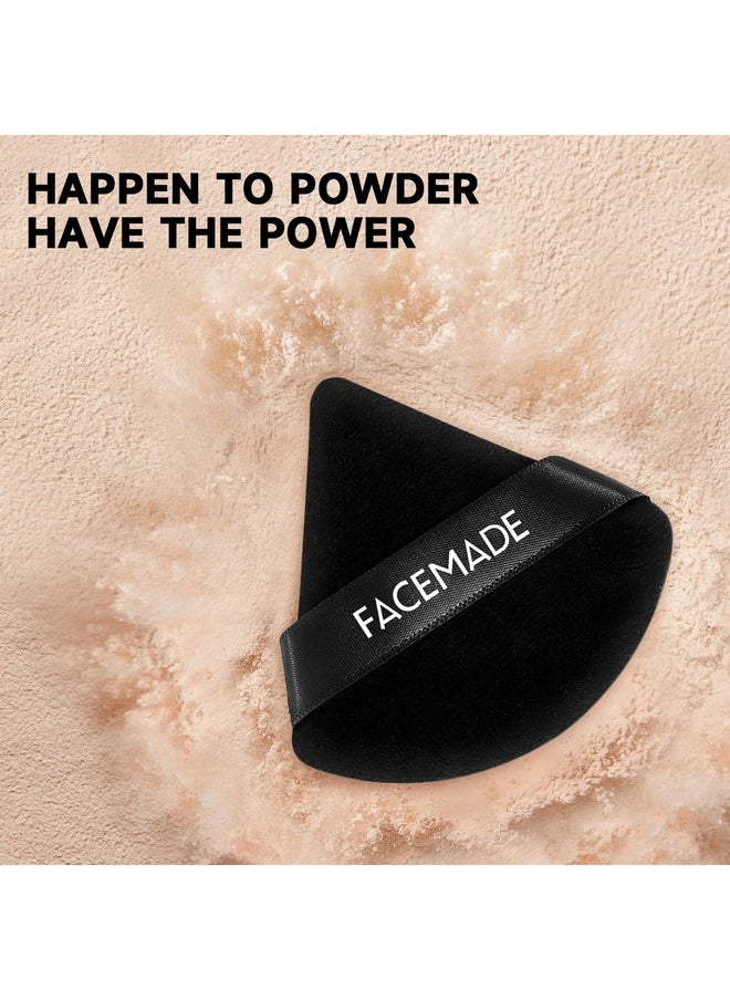 6 Pieces Face Powder Puff With A Travel Case, Soft Makeup Puff With A Container, Triangle Velour Makeup Sponge For Loose Powder Body Powder, Beauty Makeup Tools, Black