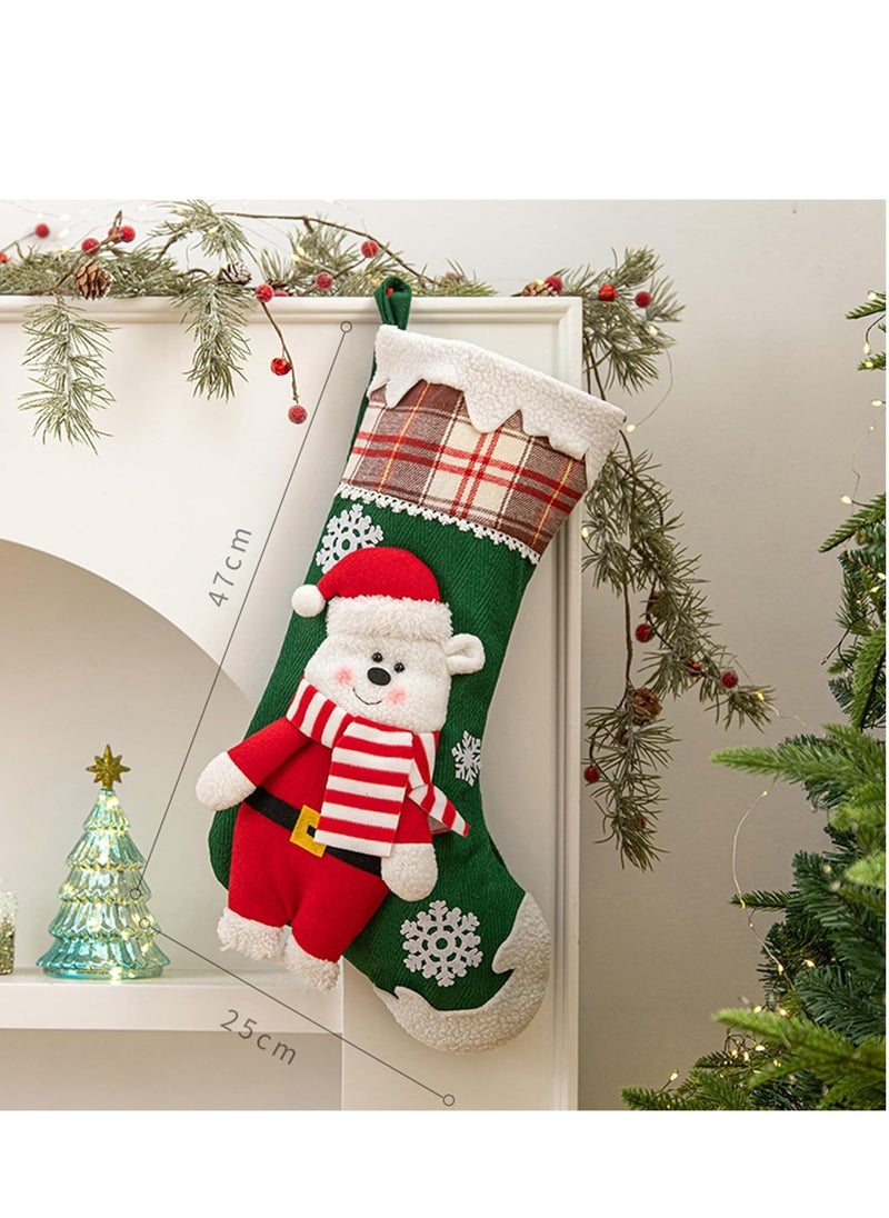 3-Pack Large Personalized Christmas Stockings – 19-Inch Kids Stocking Bags for Christmas Decor, Hanging Socks for Holiday Celebration.