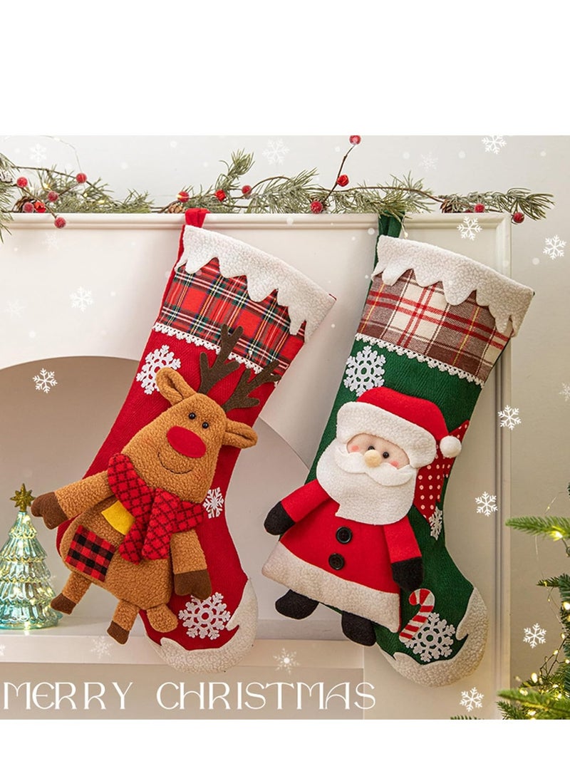 3-Pack Large Personalized Christmas Stockings – 19-Inch Kids Stocking Bags for Christmas Decor, Hanging Socks for Holiday Celebration.