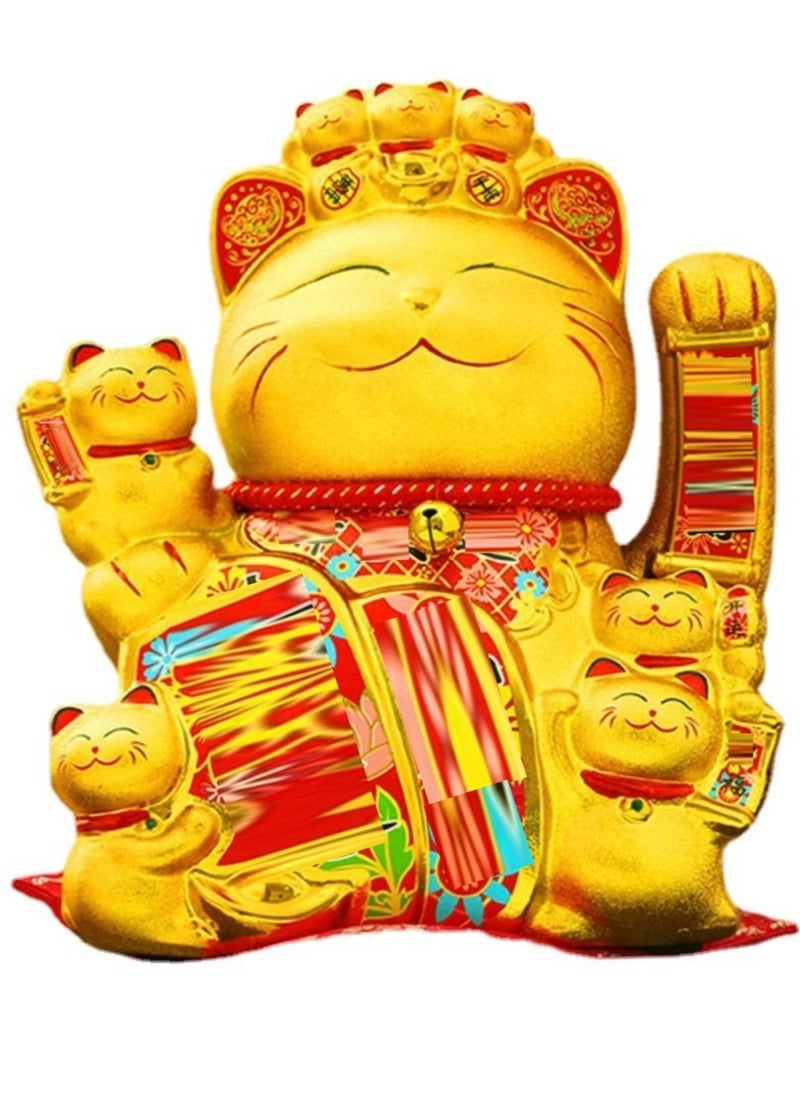 Golden Welcoming Cat for Home Office Display Gift for Friends or Colleagues