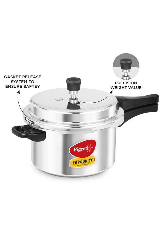 5Liters Pigeon by Stovekraft Favourite Induction Base Aluminium Pressure Cooker with Outer Lid, 5 Litres, Silver Silver