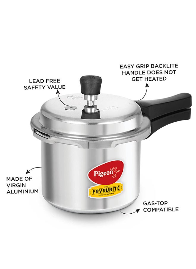 3Liters Pigeon by Stovekraft Favourite Outer Lid Non Induction Aluminium Pressure Cooker, 3 Litres, Silver Silver