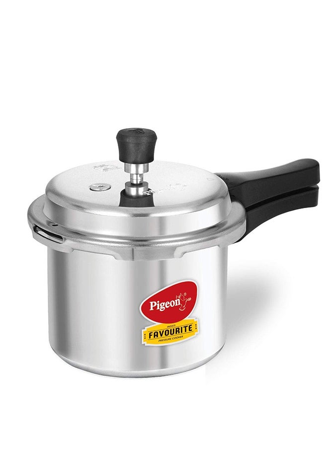 3Liters Pigeon By Stovekraft Favourite Induction Base Aluminium Pressure Cooker with Outer Lid, 3 Litres (Silver) Silver