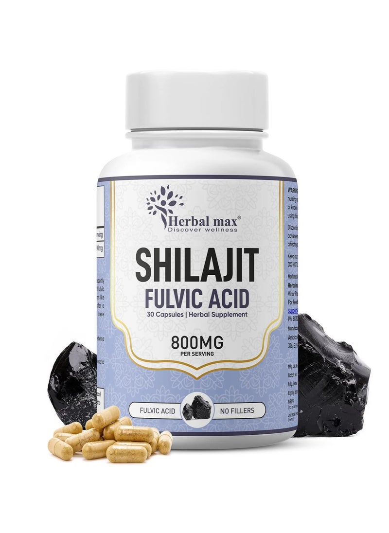 Herbal max Shilajit fulvic Acid 30 Capsule