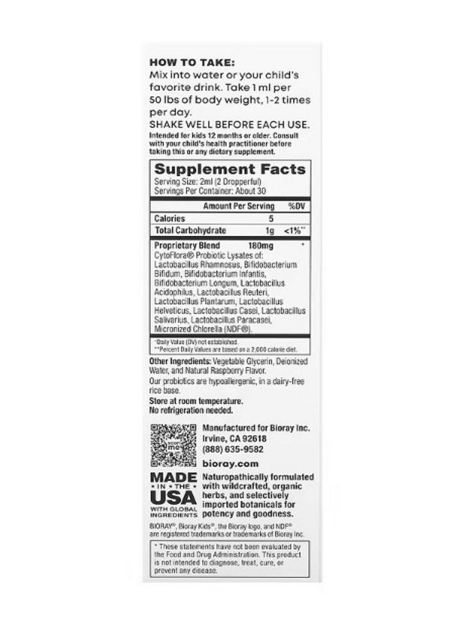 Kids NDF Tummy 11Strain Probiotic Blend Raspberry 2 fl oz 60 ml