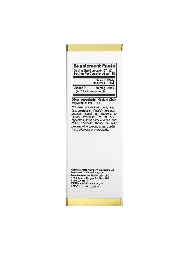 Vitamin D3 Unflavored 2000 IU 1 fl oz 30 ml