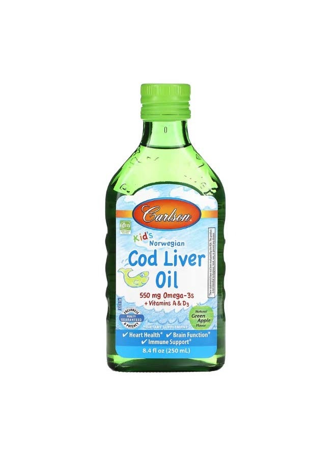 Kids Cod Liver Oil Natural Green Apple  550 mg 8.4 fl oz 250 ml