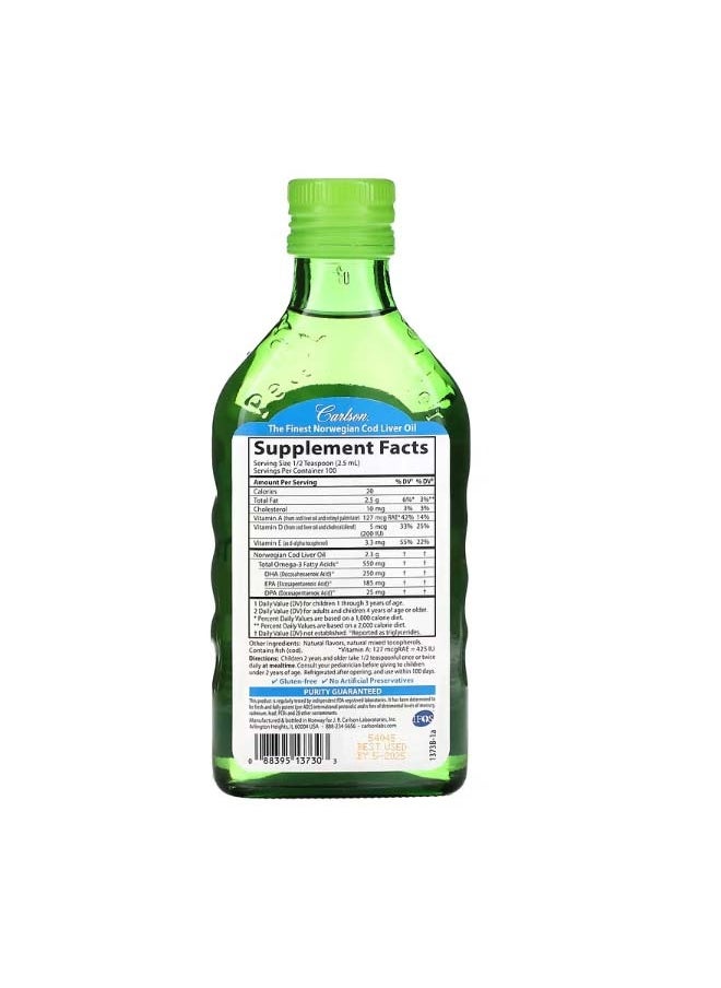 Kids Cod Liver Oil Natural Green Apple  550 mg 8.4 fl oz 250 ml