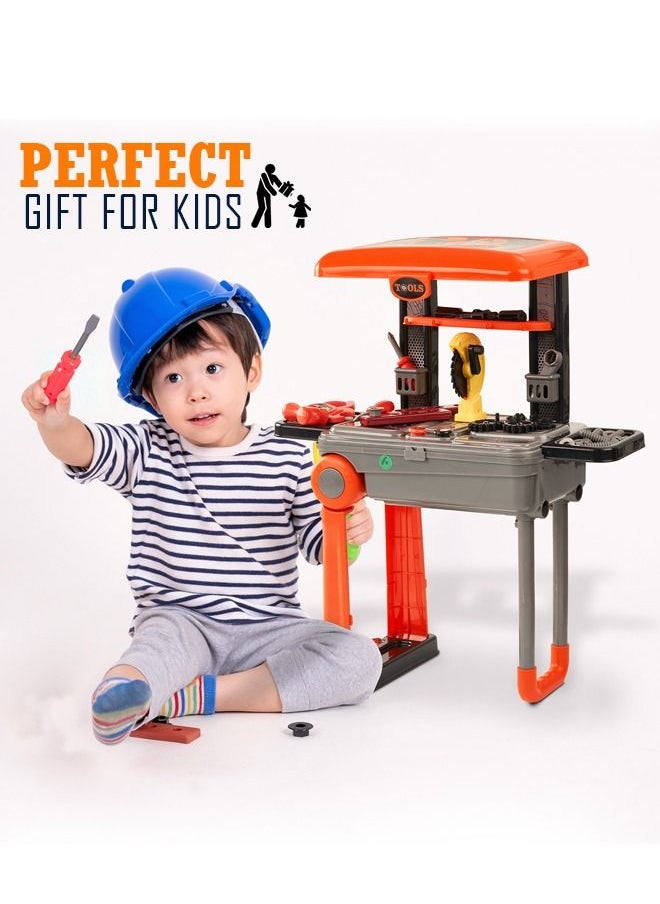 3 In 1 Trolley Play Tools Set Toys For Kids Portable Pretend Play Toys For Kids Tools Set Role Play Toys Construction Mechanic Tools Set Kids Toys Play Tool Kit Toys For Kids 2 Years Boy Girl