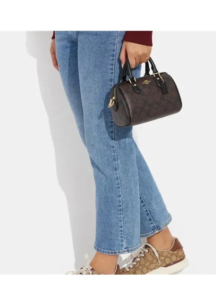 COACH Rowan 18 Classic Vintage Zipper Handheld Shoulder Bag 18 * 10 * 12cm