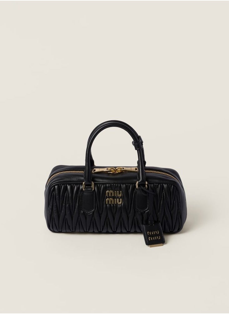 Miu arcadie matelass é soft leather handbag with adjustable slanted shoulder bag 27 * 12 * 9cm (black)